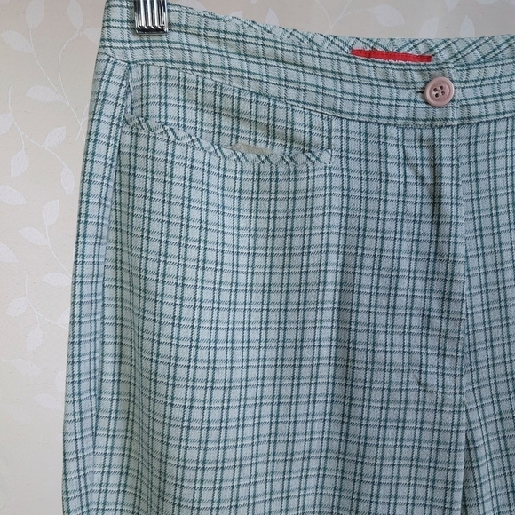 Vintage Esprit High Rise Straight Leg Preppy Academia Plaid Trouser Sage Green - Picture 4 of 16